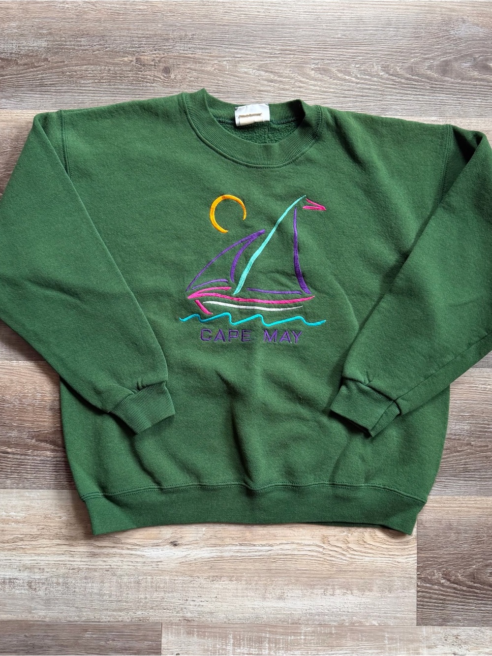 Vintage 90s Lee Cape May Embroidered Sailboat Crewneck Sweatshirt L
